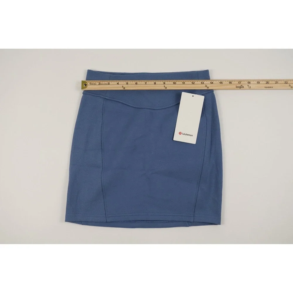Lululemon Scuba HR Mini Skirt Oasis Blue Solid S Cotton Fleece NWT $78 MSRP